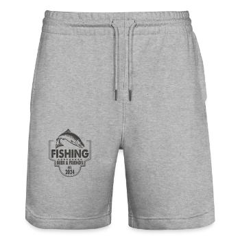 Pêche Bière & Amis Pêche Pêche Dicton De Pêche - Short de jogging bio TRAINER Stanley/Stella unisexe - gris chiné - Devant - Nik (191cm) & Marisol (170cm)