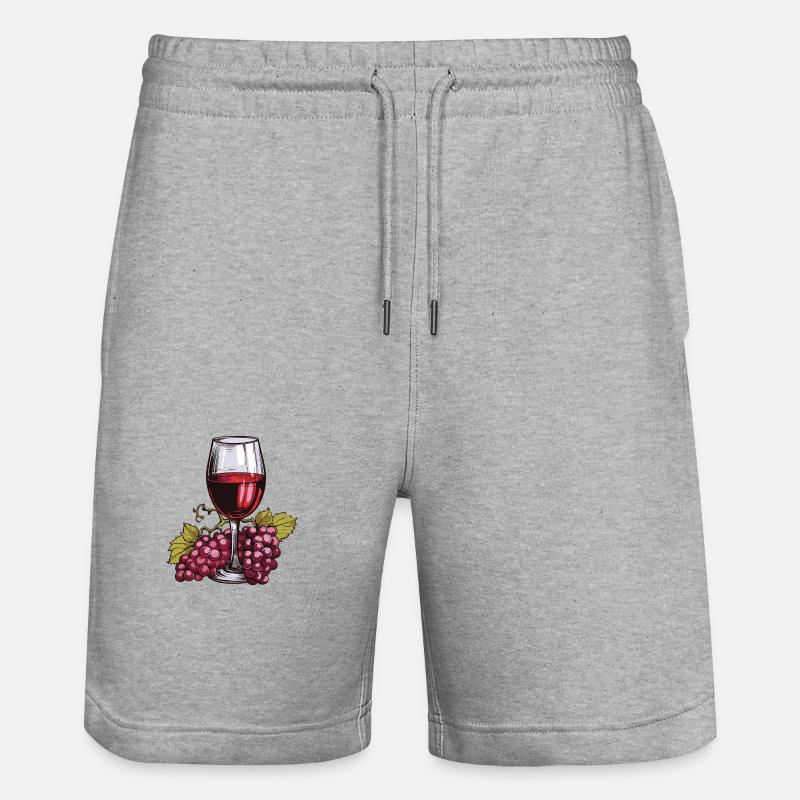 Weinglas Trauben Wein - Stanley/Stella Unisex Bio Joggingshorts Trainer  - Grau meliert