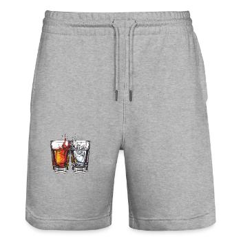 Tequila Glass - Stanley/Stella Trainer Unisex Organic Jogging Shorts - heather grey - Front - Nik (191cm) & Marisol (170cm)
