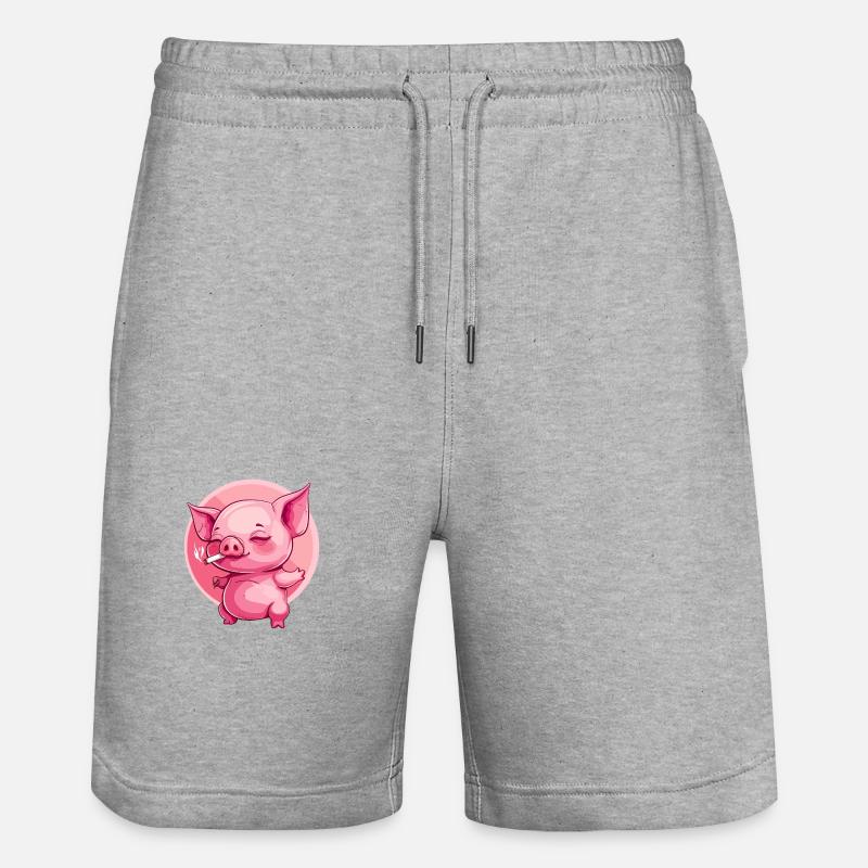 Schwein CRaucher Smoke Joint - Stanley/Stella Unisex Bio Joggingshorts Trainer - Grau meliert