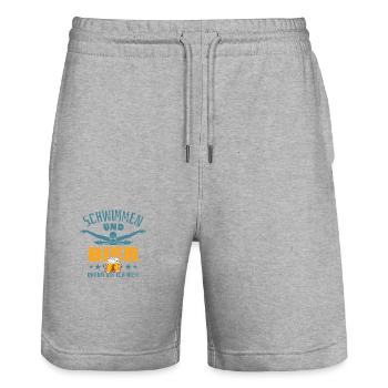 Schwimmen & Bier - darum bin ich hier - Stanley/Stella Unisex Bio Joggingshorts Trainer  - Grau meliert - Vorne - Nik (191cm) & Marisol (170cm)