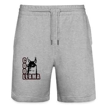 Cooles Lama mit Sonnenbrille - Stanley/Stella Unisex Bio Joggingshorts Trainer  - Grau meliert - Vorne - Nik (191cm) & Marisol (170cm)