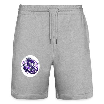 Tribal Dragon Purple - Stanley/Stella Trainer Unisex Organic Jogging Shorts - heather grey - Front - Nik (191cm) & Marisol (170cm)