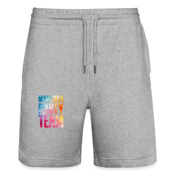 Mallorca Party Team Bunt - Stanley/Stella Unisex Bio Joggingshorts Trainer  - Grau meliert - Vorne - Nik (191cm) & Marisol (170cm)