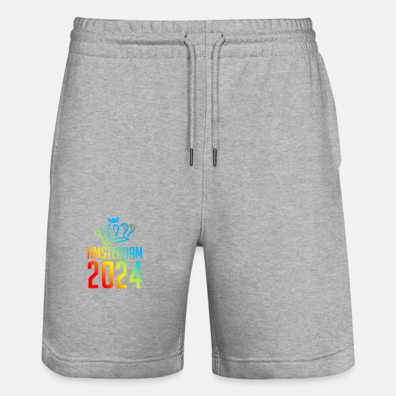 Amsterdam 2024 Bunt - Stanley/Stella Unisex Bio Joggingshorts Trainer - Grau meliert