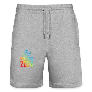 Majorque 2024 Coloré - Short de jogging bio TRAINER Stanley/Stella unisexe - gris chiné - Devant - Nik (191cm) & Marisol (170cm)