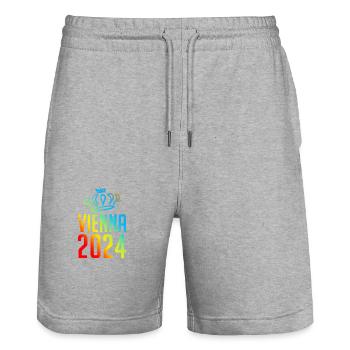 Vienne 2024 Vienne Colorée - Short de jogging bio TRAINER Stanley/Stella unisexe - gris chiné - Devant - Nik (191cm) & Marisol (170cm)