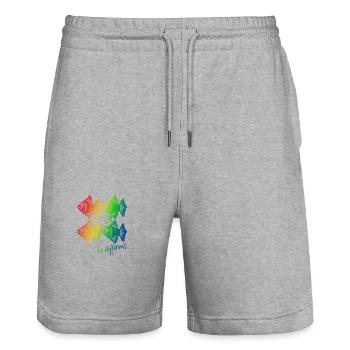 Be different - Pisces - swimming against the tide - Stanley/Stella Trainer Unisex Organic Jogging Shorts - heather grey - Front - Nik (191cm) & Marisol (170cm)