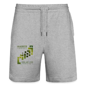 Maurer Hochbau Steinmetz - Short de jogging bio TRAINER Stanley/Stella unisexe - gris chiné - Devant - Nik (191cm) & Marisol (170cm)