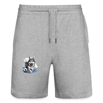 Équipe sportive de football Husky Dog - Short de jogging bio TRAINER Stanley/Stella unisexe - gris chiné - Devant - Nik (191cm) & Marisol (170cm)