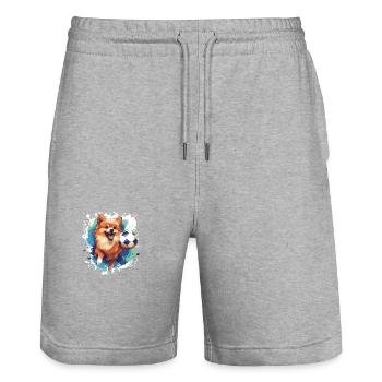 Sports de football pour chiens de Poméranie - Short de jogging bio TRAINER Stanley/Stella unisexe - gris chiné - Devant - Nik (191cm) & Marisol (170cm)