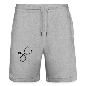 Tierärztin mit Herz - Stethoskop Pfote - Stanley/Stella Unisex Bio Joggingshorts Trainer  - Grau meliert - Vorne - Nik (191cm) & Marisol (170cm)
