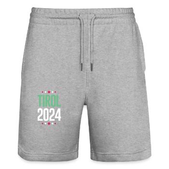 Vacances Tyrol 2024 - Short de jogging bio TRAINER Stanley/Stella unisexe - gris chiné - Devant - Nik (191cm) & Marisol (170cm)