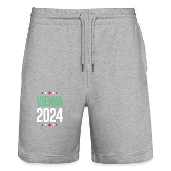 Vacances à Vienne 2024 Vienne - Short de jogging bio TRAINER Stanley/Stella unisexe - gris chiné - Devant - Nik (191cm) & Marisol (170cm)