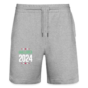 Jours fériés à Majorque 2024 - Short de jogging bio TRAINER Stanley/Stella unisexe - gris chiné - Devant - Nik (191cm) & Marisol (170cm)