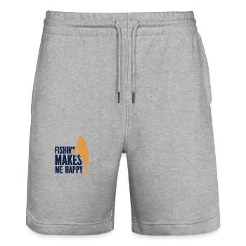 Angler Angelhaken Angelrute Sportfischer - Stanley/Stella Unisex Bio Joggingshorts Trainer  - Grau meliert - Vorne - Nik (191cm) & Marisol (170cm)