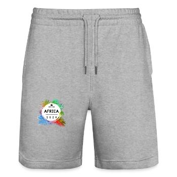 Afrika 2024 Bunt - Stanley/Stella Unisex Bio Joggingshorts Trainer  - Grau meliert - Vorne - Nik (191cm) & Marisol (170cm)
