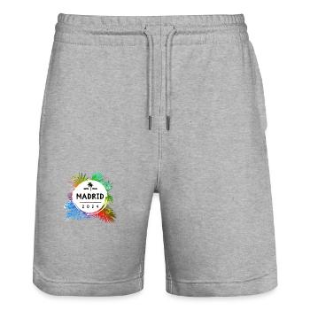 Madrid 2024 Coloré - Short de jogging bio TRAINER Stanley/Stella unisexe - gris chiné - Devant - Nik (191cm) & Marisol (170cm)