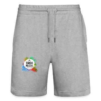 Indonesia 2024 Colorful - Stanley/Stella Trainer Unisex Organic Jogging Shorts - heather grey - Front - Nik (191cm) & Marisol (170cm)