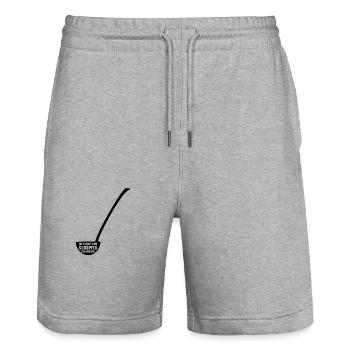 Du stehst dem Schöpfer gegenüber - Wortspiel - Stanley/Stella Unisex Bio Joggingshorts Trainer  - Grau meliert - Vorne - Nik (191cm) & Marisol (170cm)