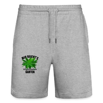 Mir reicht's ich geh in meinen Garten - Hanf - Stanley/Stella Unisex Bio Joggingshorts Trainer  - Grau meliert - Vorne - Nik (191cm) & Marisol (170cm)