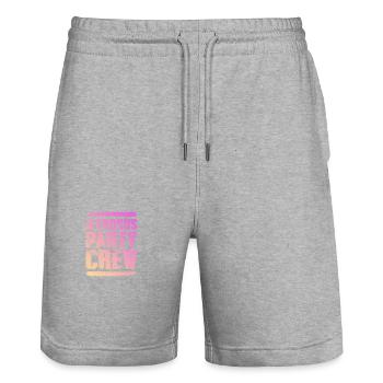 Mykonos Party Crew Coloré - Short de jogging bio TRAINER Stanley/Stella unisexe - gris chiné - Devant - Nik (191cm) & Marisol (170cm)