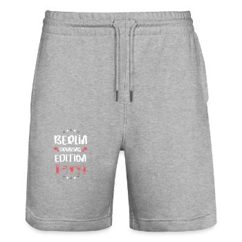 Berlin Drinking Team - Stanley/Stella Trainer Unisex Organic Jogging Shorts - heather grey - Front - Nik (191cm) & Marisol (170cm)