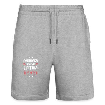 Mallorca Drinking Team - Stanley/Stella Trainer Unisex Organic Jogging Shorts - heather grey - Front - Nik (191cm) & Marisol (170cm)
