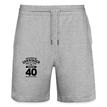 Auch du wirst mal erwachsen, 40 Jahre, Geschenk - Stanley/Stella Unisex Bio Joggingshorts Trainer  - Grau meliert - Vorne - Nik (191cm) & Marisol (170cm)