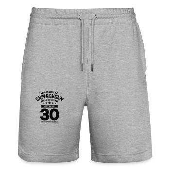 Auch du wirst mal erwachsen, 30 Jahre, Geschenk - Stanley/Stella Unisex Bio Joggingshorts Trainer  - Grau meliert - Vorne - Nik (191cm) & Marisol (170cm)