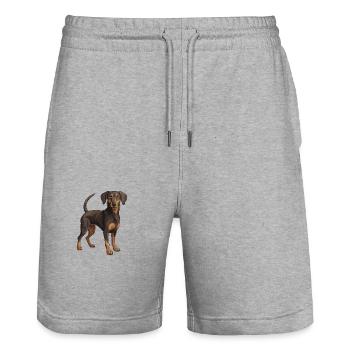 Dachshund Animal Dachshund - Stanley/Stella Trainer Unisex Organic Jogging Shorts - heather grey - Front - Nik (191cm) & Marisol (170cm)