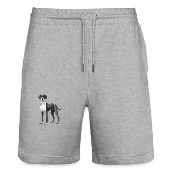 Great Dane Dog Animal - Stanley/Stella Trainer Unisex Organic Jogging Shorts - heather grey - Front - Nik (191cm) & Marisol (170cm)