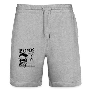 Punk depuis 1954, Punks Not Dead, 70 ans et - Short de jogging bio TRAINER Stanley/Stella unisexe - gris chiné - Devant - Nik (191cm) & Marisol (170cm)