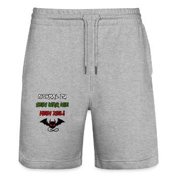 Normal zu sein war nie mein Ziel-Funny Teufelchen - Stanley/Stella Unisex Bio Joggingshorts Trainer  - Grau meliert - Vorne - Nik (191cm) & Marisol (170cm)