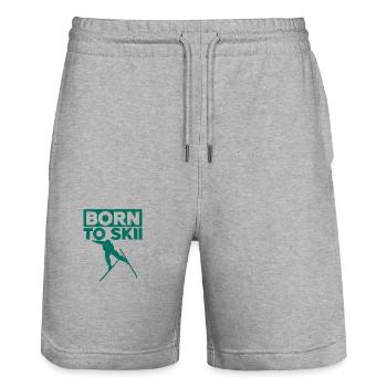 Skiing Snowboard Mountains Holiday Snow Freestyle - Stanley/Stella Trainer Unisex Organic Jogging Shorts - heather grey - Front - Nik (191cm) & Marisol (170cm)