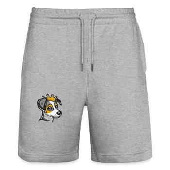 Jack Russel Terrier Hund Krone - Stanley/Stella Unisex Bio Joggingshorts Trainer  - Grau meliert - Vorne - Nik (191cm) & Marisol (170cm)