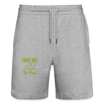 Frog - Amphibian Animal - Stanley/Stella Trainer Unisex Organic Jogging Shorts - heather grey - Front - Nik (191cm) & Marisol (170cm)