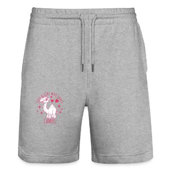 Just a girl who loves camels - Cartoon - Stanley/Stella Unisex Bio Joggingshorts Trainer  - Grau meliert - Vorne - Nik (191cm) & Marisol (170cm)