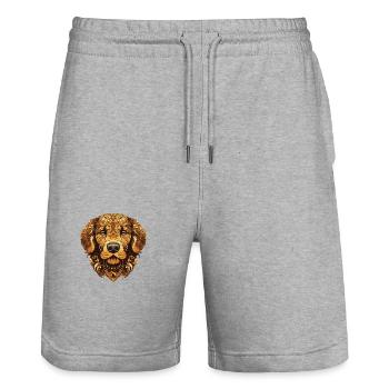 Golden Retriever Dog Portrait Head - Stanley/Stella Trainer Unisex Organic Jogging Shorts - heather grey - Front - Nik (191cm) & Marisol (170cm)