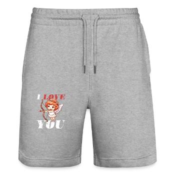 Ich Liebe Dich Engel - Stanley/Stella Unisex Bio Joggingshorts Trainer  - Grau meliert - Vorne - Nik (191cm) & Marisol (170cm)
