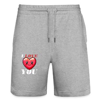 Je t’aime coeur mignon - Short de jogging bio TRAINER Stanley/Stella unisexe - gris chiné - Devant - Nik (191cm) & Marisol (170cm)