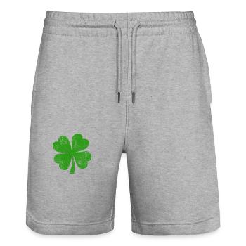 Shamrock - St. Patrick's Day - Ireland - Stanley/Stella Trainer Unisex Organic Jogging Shorts - heather grey - Front - Nik (191cm) & Marisol (170cm)