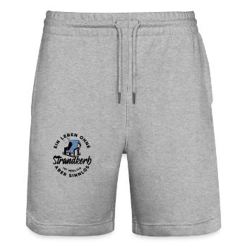 Ein Leben ohne Strandkorb ist möglich aber sinnlos - Stanley/Stella Unisex Bio Joggingshorts Trainer  - Grau meliert - Vorne - Nik (191cm) & Marisol (170cm)