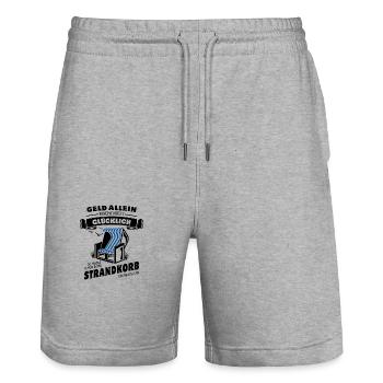 Geld allein macht nicht glücklich - Strandkorb - Stanley/Stella Unisex Bio Joggingshorts Trainer  - Grau meliert - Vorne - Nik (191cm) & Marisol (170cm)