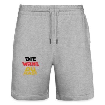 Die Wahl du hast - Wähler - Deutschland - Stanley/Stella Unisex Bio Joggingshorts Trainer  - Grau meliert - Vorne - Nik (191cm) & Marisol (170cm)