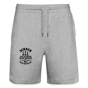 Schach löst meine Probleme - Kaffee Spruch - Stanley/Stella Unisex Bio Joggingshorts Trainer  - Grau meliert - Vorne - Nik (191cm) & Marisol (170cm)