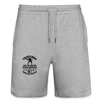 Tischtennis löst meine Probleme - Kaffee Spruch - Stanley/Stella Unisex Bio Joggingshorts Trainer  - Grau meliert - Vorne - Nik (191cm) & Marisol (170cm)