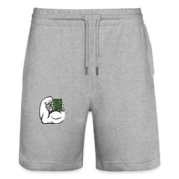 Stabil Abi 2025 - Bizeps - Abitur - Spruch - Stanley/Stella Unisex Bio Joggingshorts Trainer  - Grau meliert - Vorne - Nik (191cm) & Marisol (170cm)