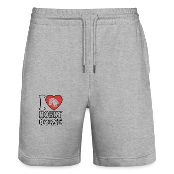 I Love Hobby Horse - Herz - Hobby - Stanley/Stella Unisex Bio Joggingshorts Trainer  - Grau meliert - Vorne - Nik (191cm) & Marisol (170cm)