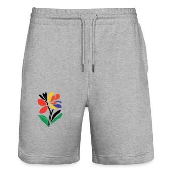 Blumen - Frühling - Sommer - Blüten - Stanley/Stella Unisex Bio Joggingshorts Trainer  - Grau meliert - Vorne - Nik (191cm) & Marisol (170cm)